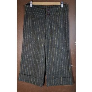 Dark Brown Herringbone Cropped Pants